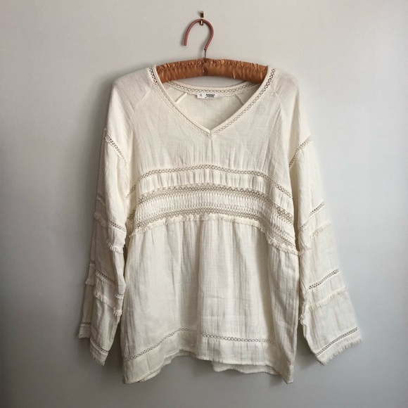 Mango Tops - Mango • White Boho Top Large